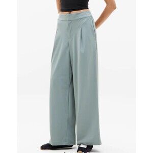 Women's Athleta Pinnacle High Rise Wide Leg Trousers Nickel Size 14 Tall NWT